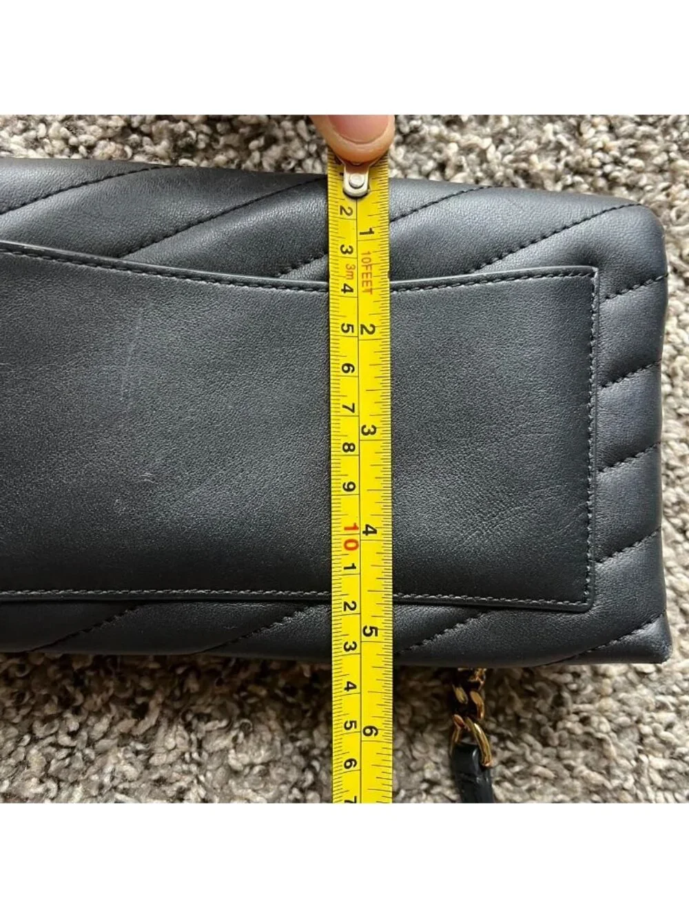 Tory Burch Black Kira Chevron Leather Chain Wallet Crossbody Bag - Picture 8 of 8